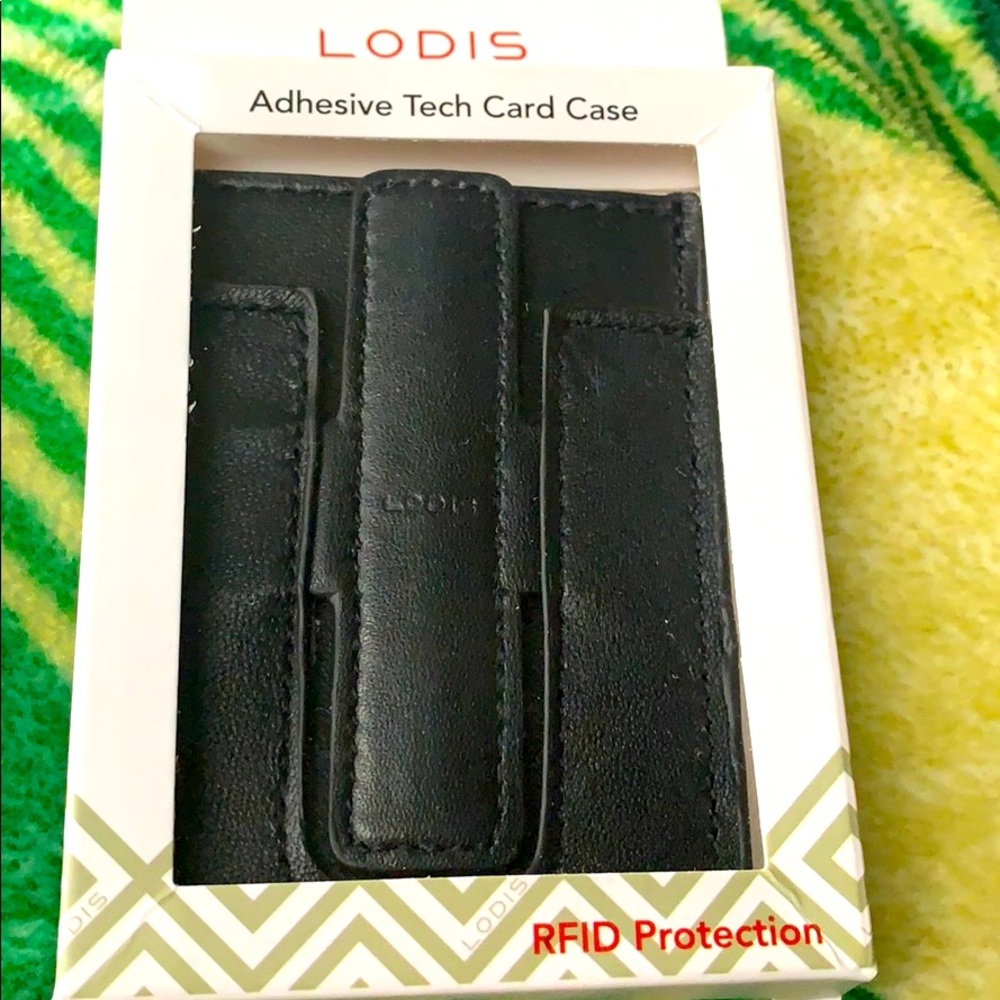 LODIS GENUINE LEATHER ADHESIVE TECH CARD CASE RFID